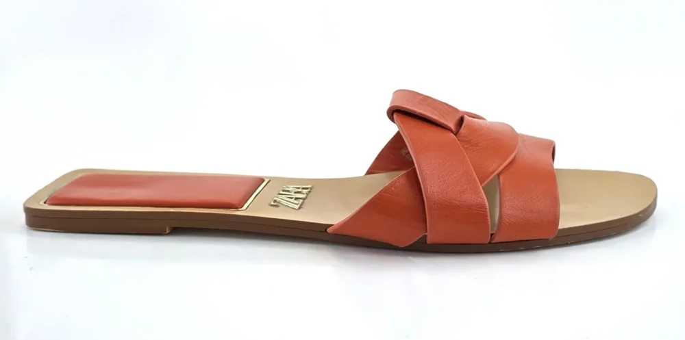 Vintage Shoes ZARA flat sandals in terracotta with woven leather straps and cushioned sole