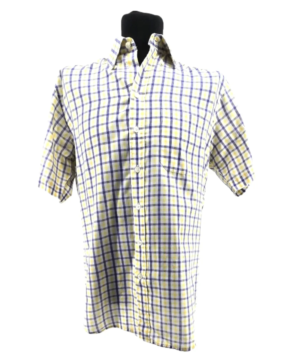 Kraciasta koszula vintage z krótkim rękawem – widok z przodu, styl Club D'Amingo