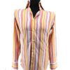 Front view of vintage striped Curtis shirt in orange, yellow, and pink – slim fit cotton design