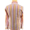 Back view of colorful vintage shirt with retro vertical stripes and York collar