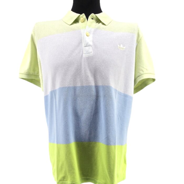 Polo shirt Adidas vintage w kolorowych pasach - widok przód