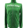 Front view of vintage green G-Star Raw hoodie with logo and zipper.
