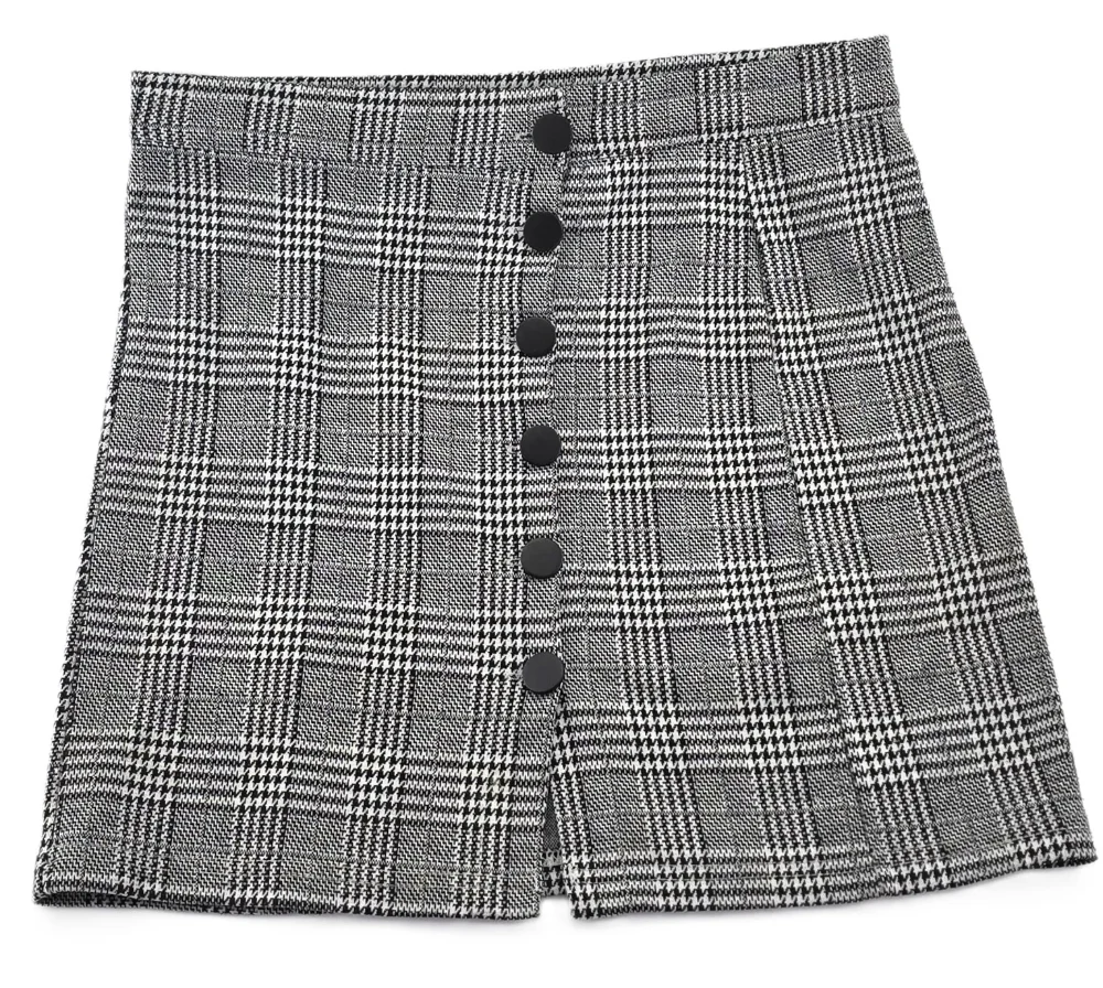 Rückansicht des retro Minirocks für Damen mit hohem Bund