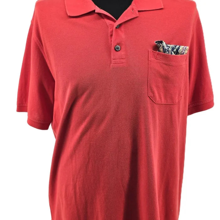 Rotes Pierre Cardin Polo T-Shirt aus Pima-Baumwolle mit Brusttasche