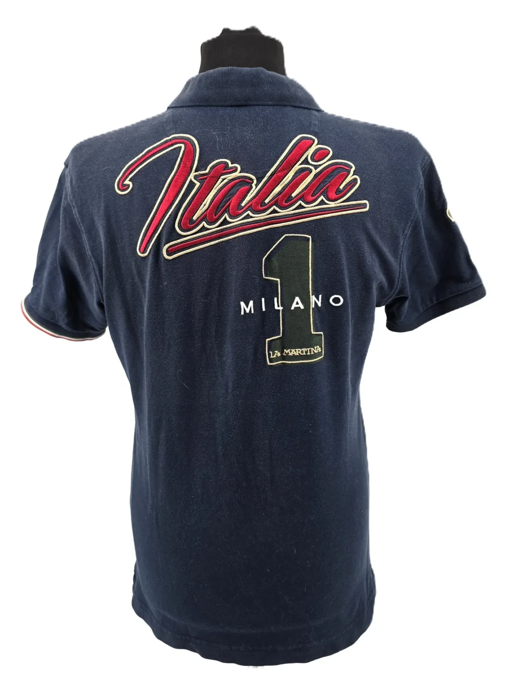 Vintage Polo T-Shirt La Martina in Navy mit Slim Fit Schnitt, Vorderansicht