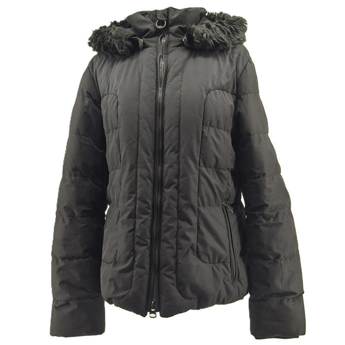 Vintage Mode Wellensteyn Damenjacke mit Kunstfellkapuze in Schwarz