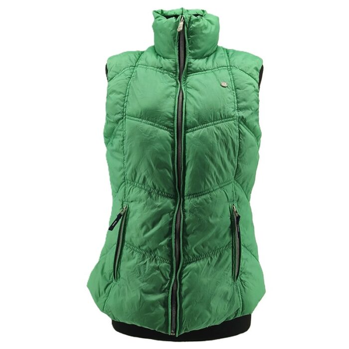 Gaastra Damen-Steppweste in leuchtendem Grün, frontal mit hohem Kragen und Doppelreißverschluss
