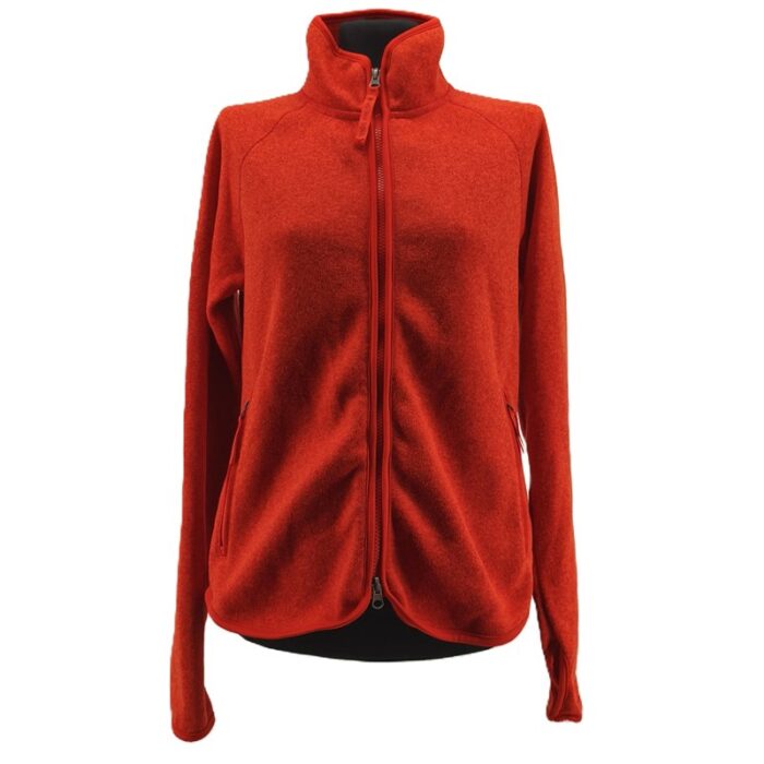 Rote Vintage Damenjacke SOUL by Tchibo aus Fleece mit hohem Kragen