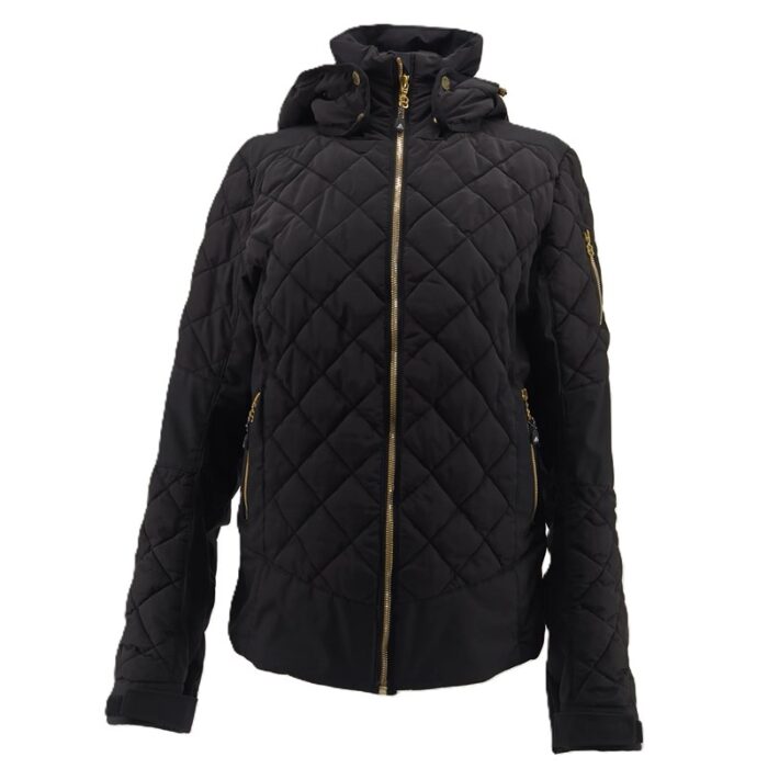 Damen Vintagejacke 8848 Altitude in Schwarz mit goldenen Reißverschlüssen