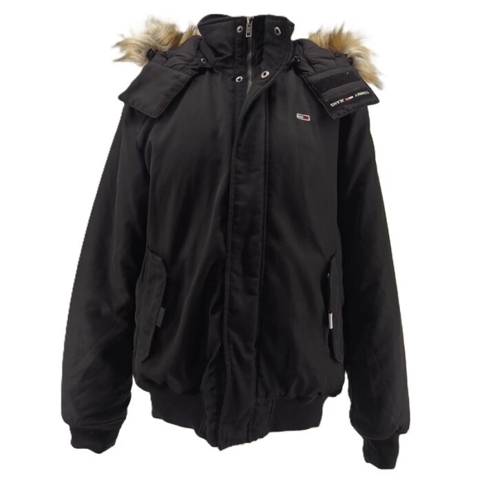 Herren Vintage Mode Jacke Tommy Jeans mit Kunstfellkapuze