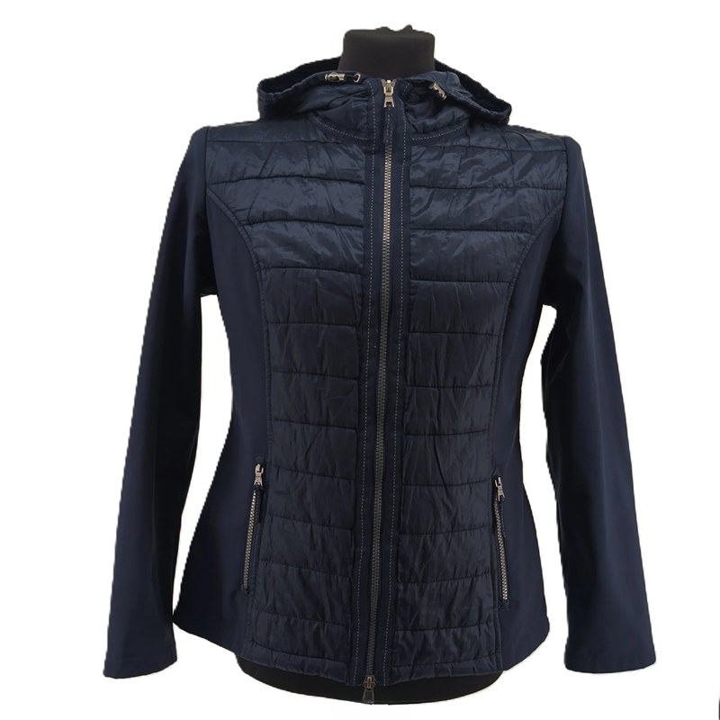 Street One Damenjacke in Marineblau, frontal mit Kapuze und Reißverschluss