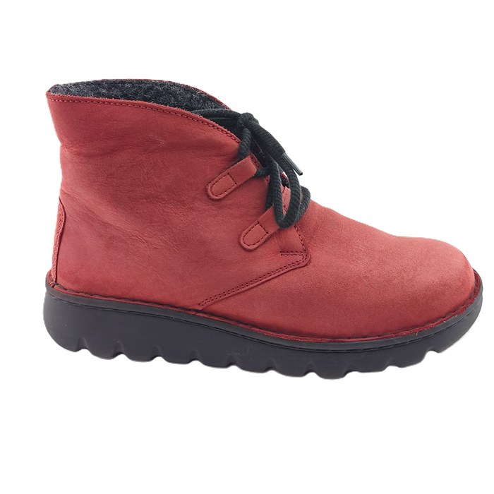 Rote Vintage Boots Berkemann aus Leder mit schwarzer Sohle.