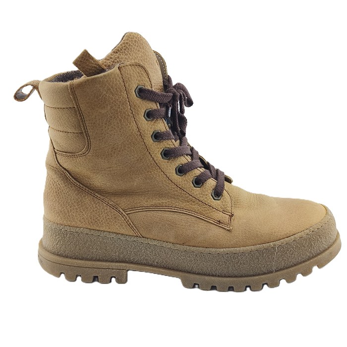 Waldläufer Vintage Boots aus hellbraunem Leder mit Wollfutter – Frontansicht.