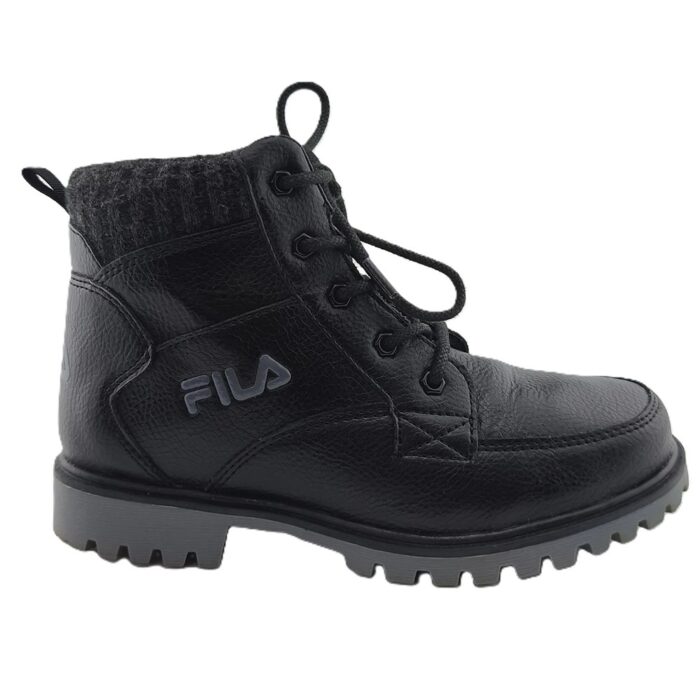 Schwarze Fila Vintage Boots mit Fleecefutter – Seitenansicht.