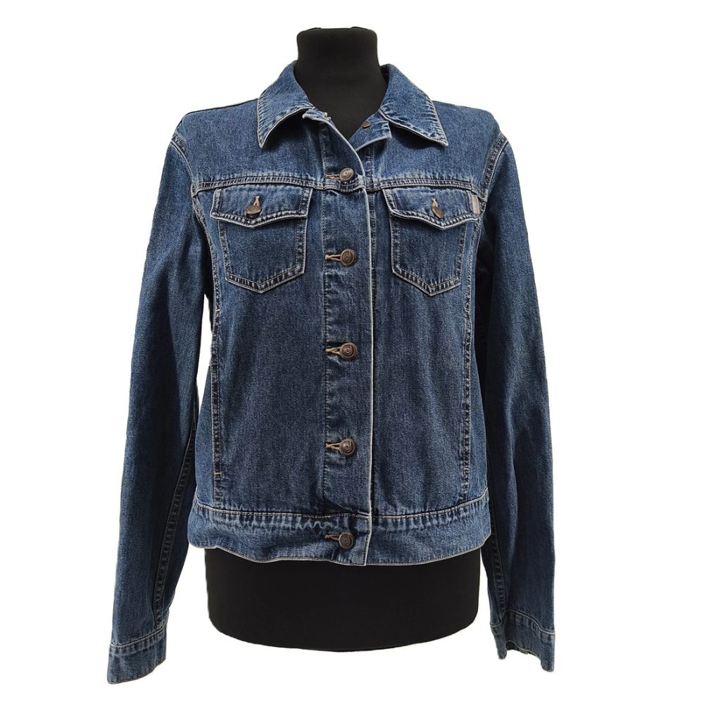 „Esprit Vintage Damen Jeansjacke – Vorderansicht in mittelblauer Waschung”