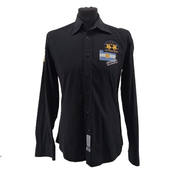 La Martina Vintage Herrenhemd mit Stickerei und Nummer 3