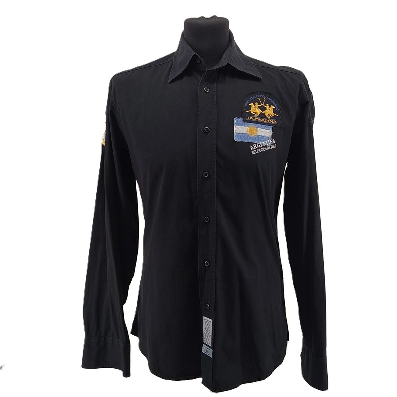 La Martina Vintage Herrenhemd mit Stickerei und Nummer 3