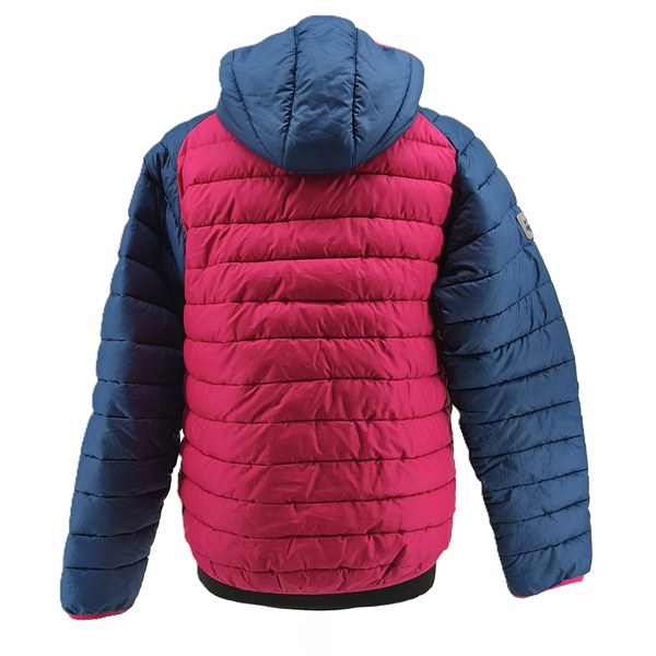 Vintage Jack Wolfskin Steppjacke Pink-Blau Retro-90er-Stil Rückansicht