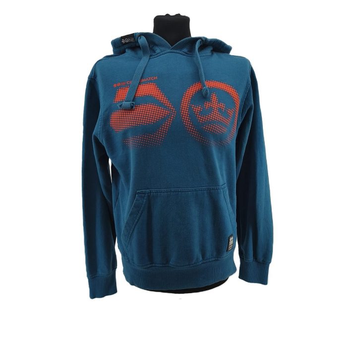 15_15_11zon_15_11zon.jpeg Black Label Vintage Hoodie in Teal mit rotem Frontprint, Frontansicht