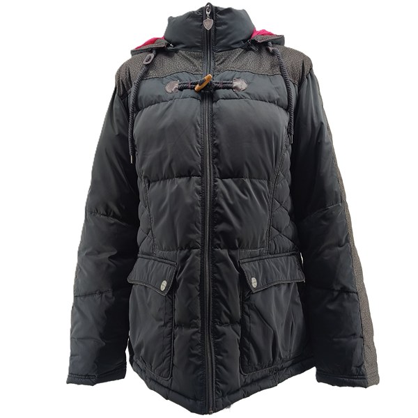 Vintage Alpenheat Steppjacke schwarz Retro-90er-Stil Frontansicht