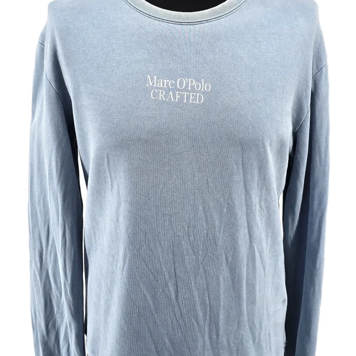 20250607_113659_54_11zon-scaled-1.webp Marc O’Polo Vintage-Sweatshirt in sanftem Blau, Unisex-Crewneck, Frontansicht