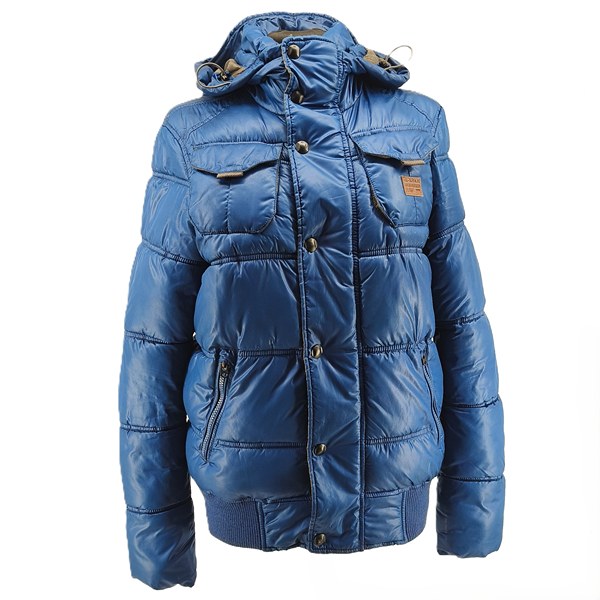 Vintage G-Star Raw Steppjacke blau Retro-90er-Stil Frontansicht