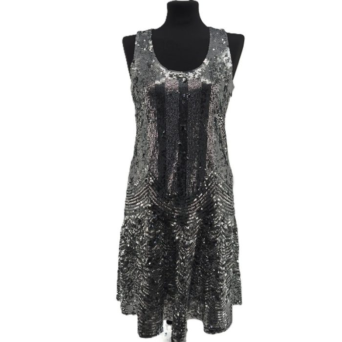 27_27_11zon_27_11zon.jpeg Silbernes Michael Kors Vintage-Kleid mit Pailletten im 20er-Jahre-Stil