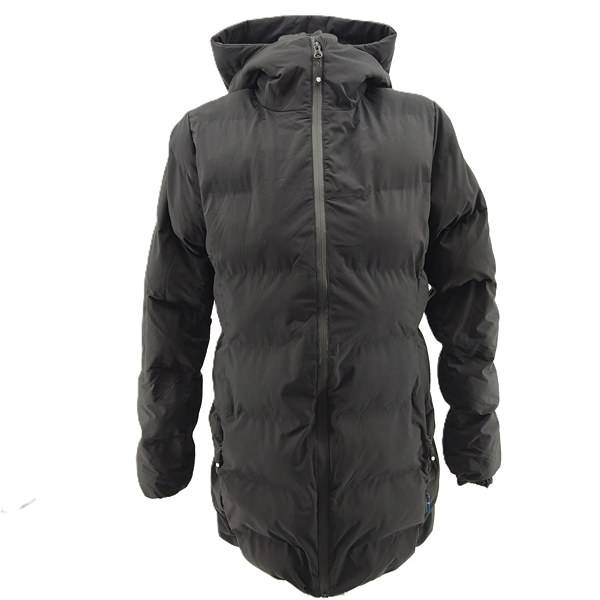 Vintage COBOLT Steppmantel Schwarz Retro-90er-Stil Frontansicht