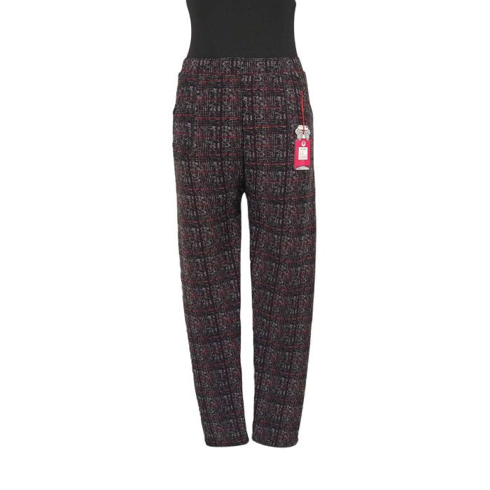 Karierte rot-schwarze Vintage-Damenhose in Frontansicht