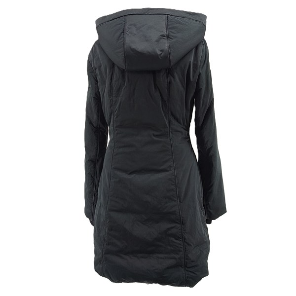 Vintage BOSS Wintermantel schwarz Retro-90er-Stil Rückansicht