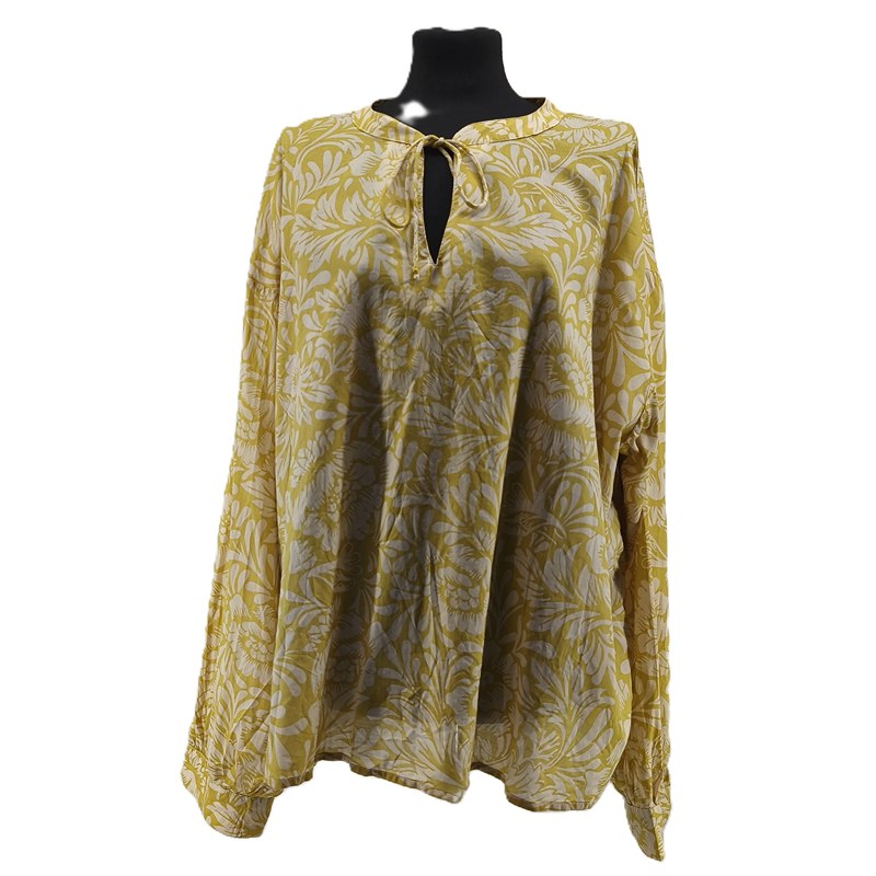 Gelbe Vintage-Bluse Gina Benotti mit floralem Muster und weiter Passform