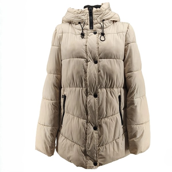 Vintage s.Oliver Steppjacke beige Retro-Y2K-Stil Vorderansicht