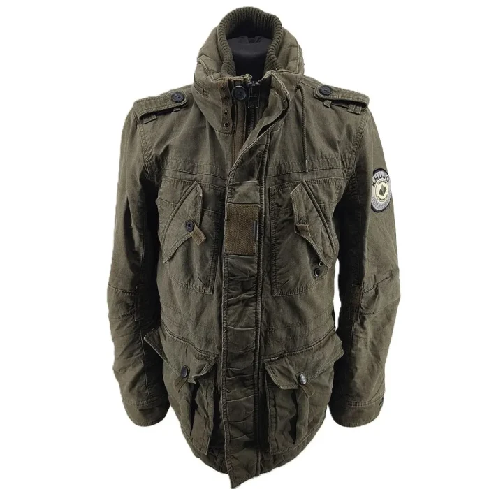 Vintage Khujo Herren winterjacke grün Retro-Stil Parka-Design