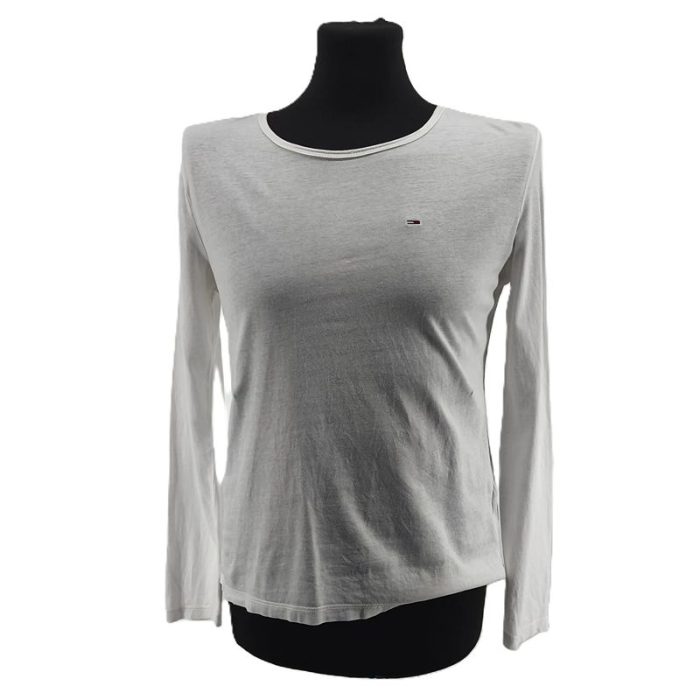 Vintage Tommy Jeans Langarmshirt weiß Retro-Y2K-Stil Logo