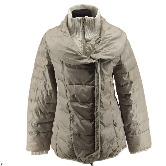 Vintage s.Oliver Damen Winterjacke beige Retro-zeitloser Stil asymmetrischer Verschluss