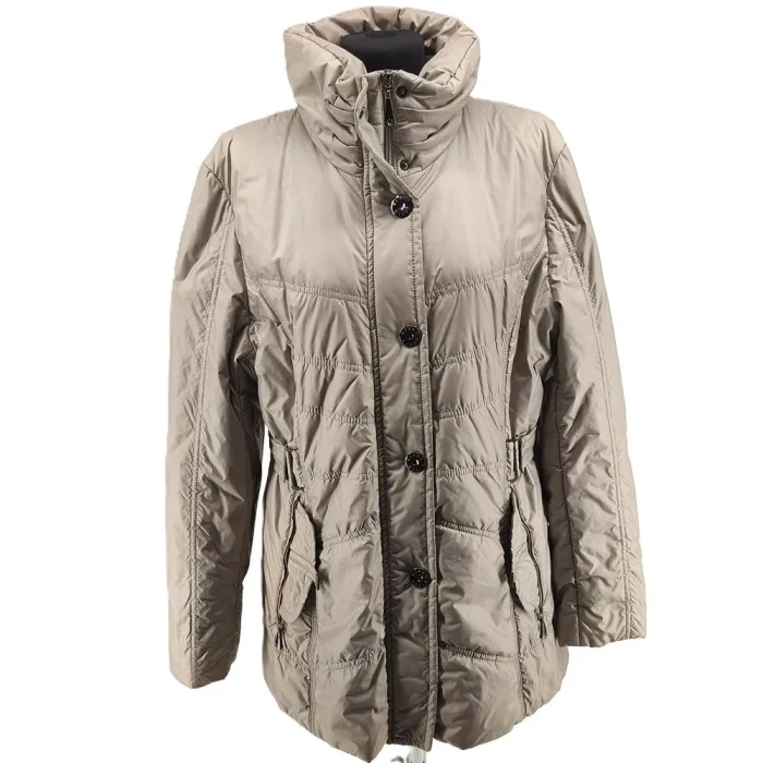 Vintage Gerry Weber Damen Winterjacke beige Retro-klassischer Stil Taillengürtel