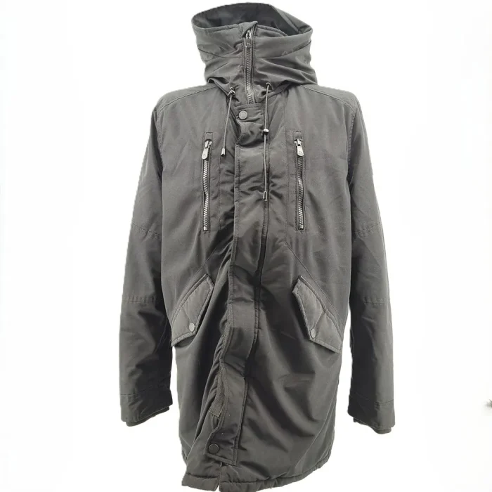 Vintage Emilio Adani Winterparka schwarz Retro-Zeitlos-Stil Kapuze