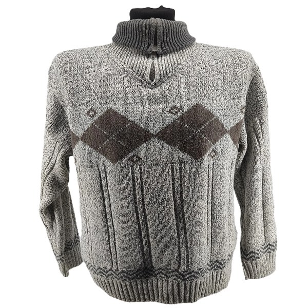 Vintage pullover herren Tris Line grau Argyle-Muster Retro-Stil