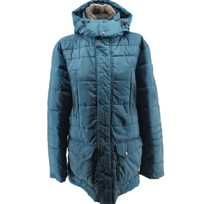 Vintage Otto Kern Damen Winterjacke blau Retro-90er-Stil Kapuze