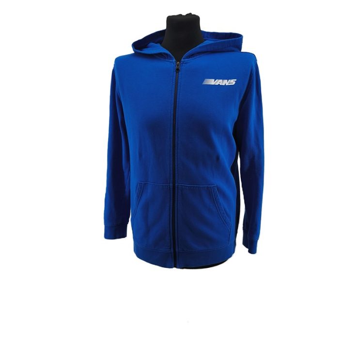 15_15_11zon.jpg Vintage Vans Kapuzenjacke blau Retro-Zeitlos-Stil Brustlogo Vorderansicht