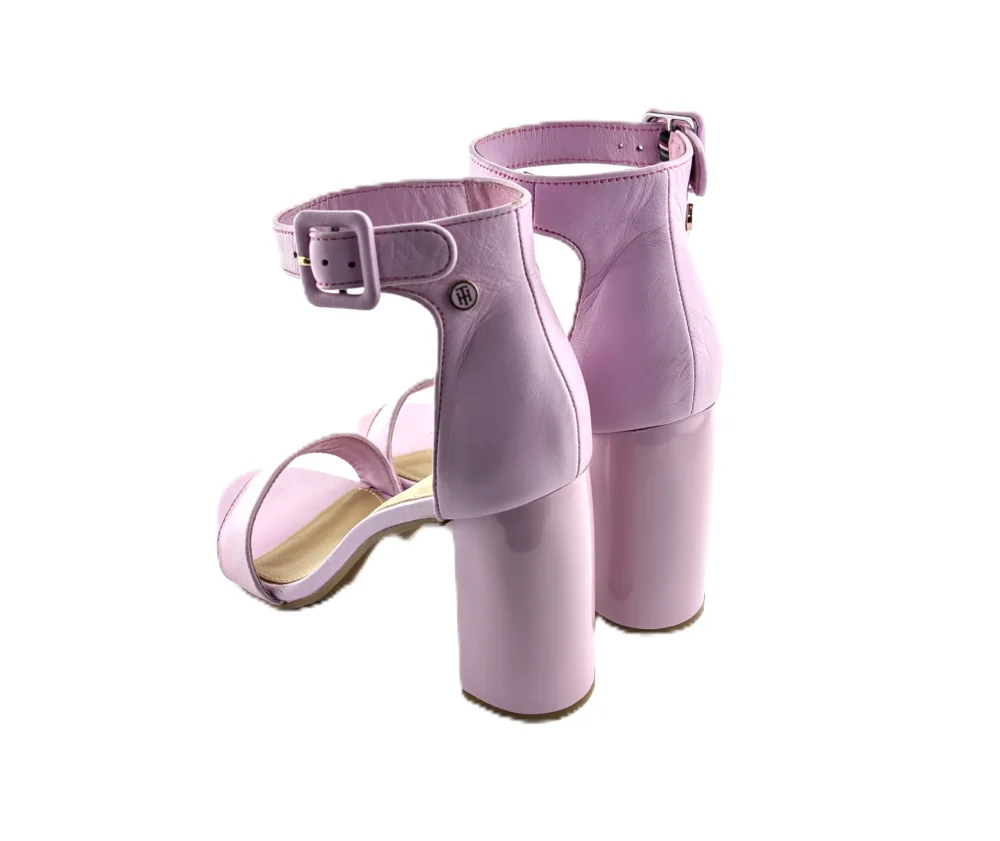 Vintage Tommy Hilfiger Sandaletten rosa Retro-2010er-Stil Blockabsatz Knöchelriemen