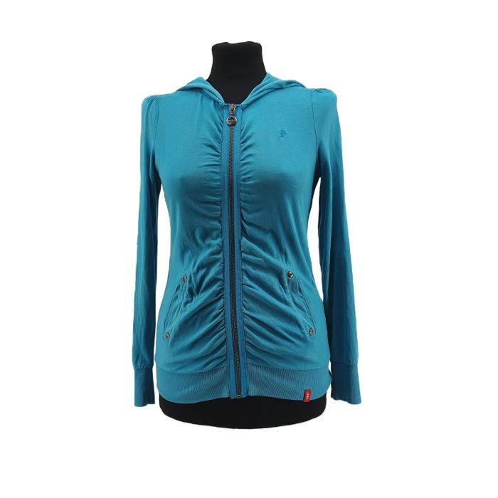 29_29_11zon.jpg Vintage Kapuzenpullover EDC by Esprit blau Retro-2000er-Stil Raffungen vorne