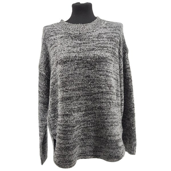 3_3_11zon_3_11zon-2.jpeg Vintage Laura Torelli Strickpullover grau meliert Retro-Zeitlos-Stil Oversized Vorderansicht