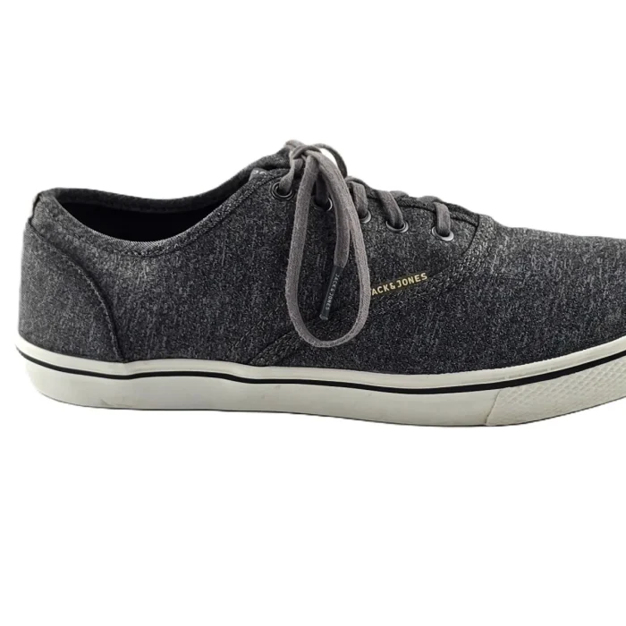 40.webp Vintage Jack & Jones Herren Sneaker grau meliert Retro-2010er-Stil Canvas-Low-Top
