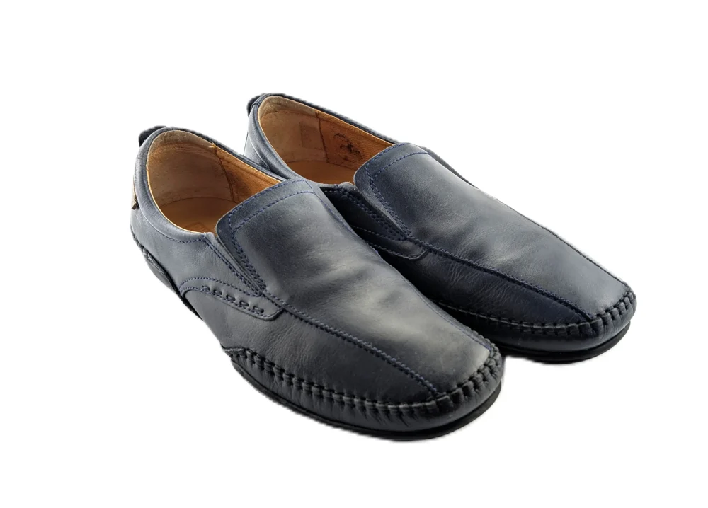 Vintage Pikolinos Herrenschuhe dunkelblau Retro-2010er-Stil Ziernaht Zehenkappe Detail