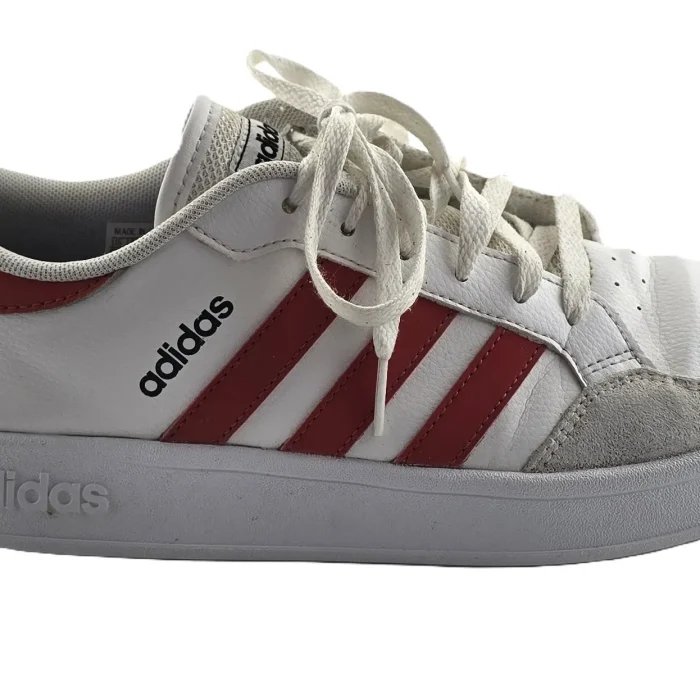 43-1.webp Vintage Adidas Herren Sneaker weiß Retro-2000er-Stil rote 3-Streifen Seite