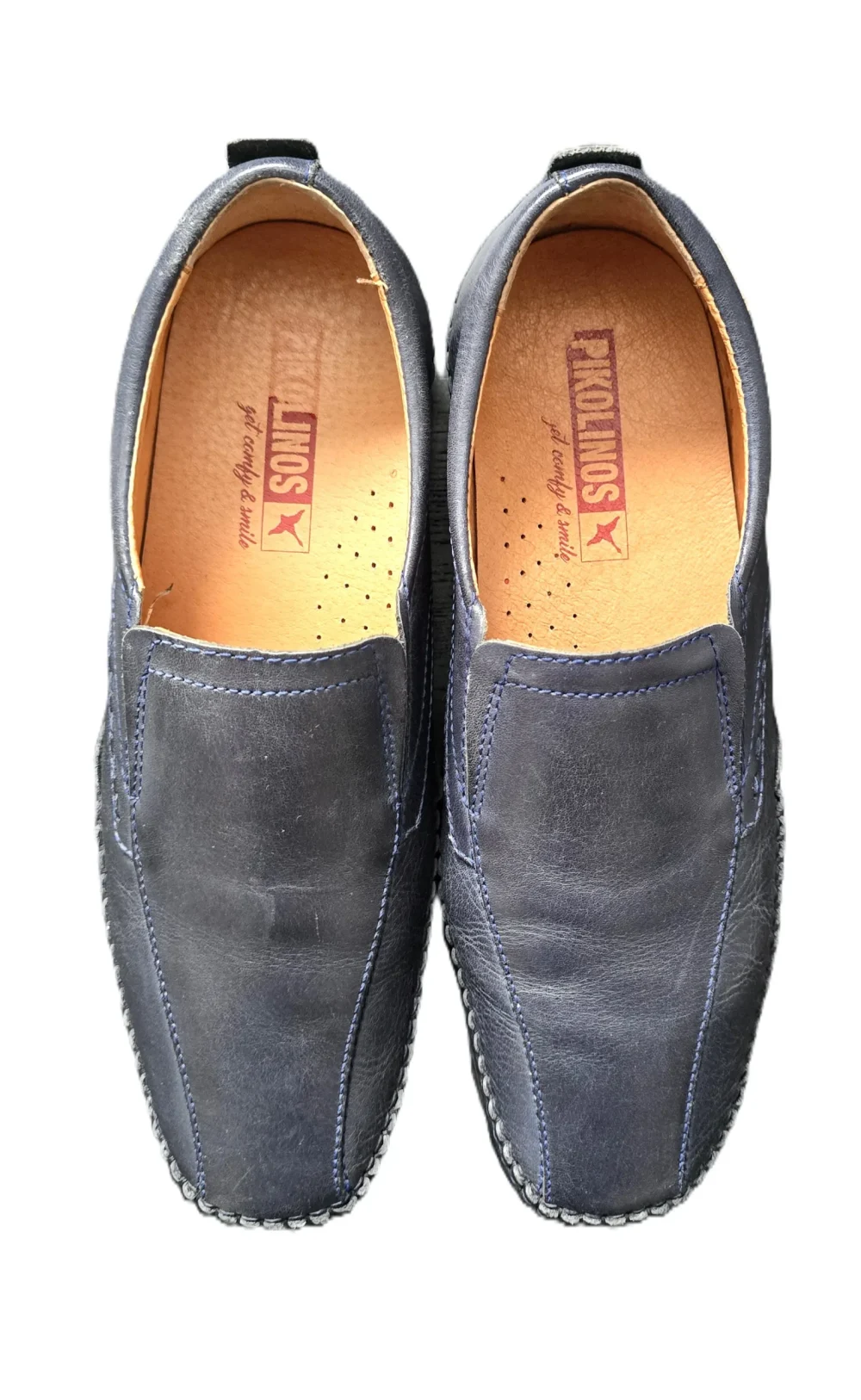 Vintage Pikolinos Herrenschuhe dunkelblau Retro-2010er-Stil Ziernaht Zehenkappe Detail