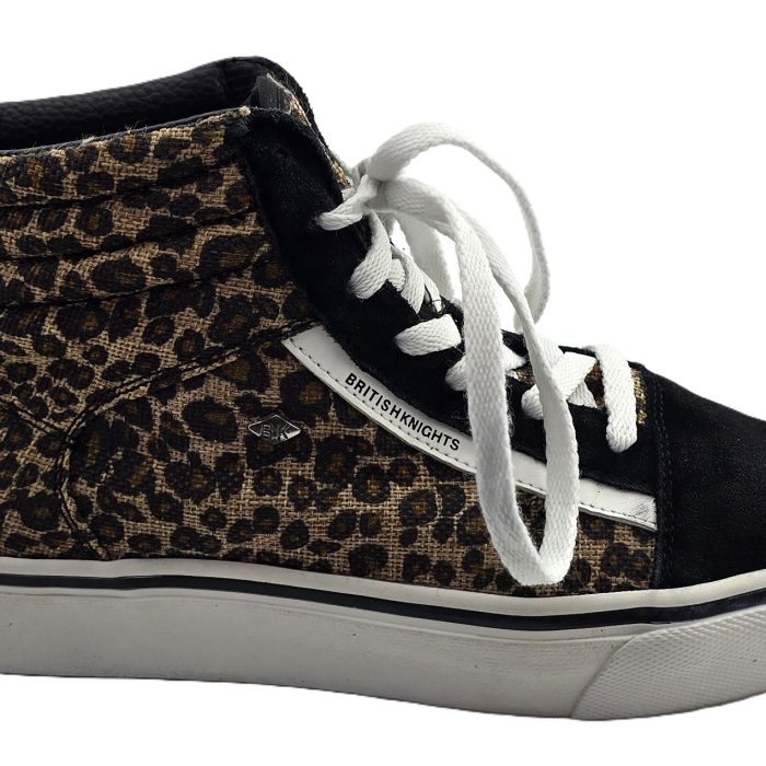 Vintage British Knights Damen Sportschuhe leopard Retro-2010er-Stil High-Top Seitenstreifen