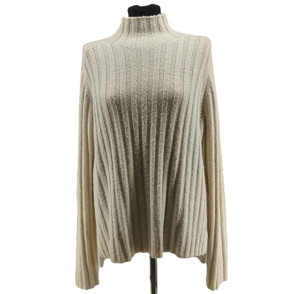 9_9_11zon_9_11zon-1.jpeg Vintage OPUS Strickpullover creme Retro-Zeitlos-Stil Stehkragen Rippstrick Vorderansicht