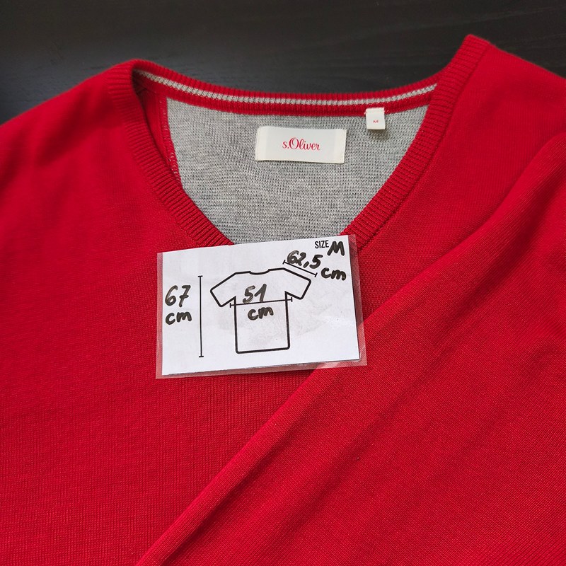 Vintage s.Oliver Pullover rot Retro-Zeitlos-Stil Rippbündchen Detail